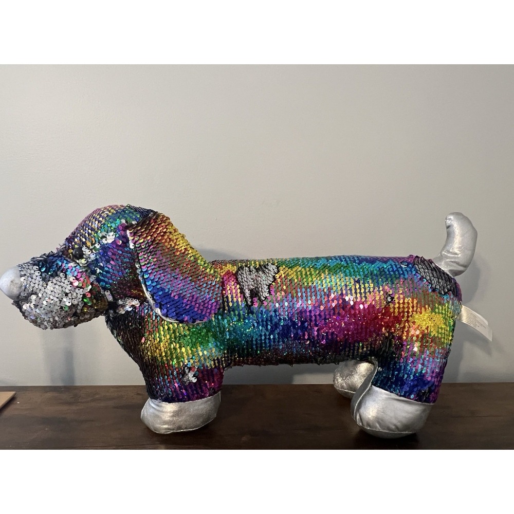 Dan Dee 21" Reversible Sequin Dachshund Plush Rainbow Wiener Dog Stuffed